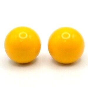 Vintage‎ Les Bernard Sunny Yellow Lucite Domed Clip-On Button Earrings